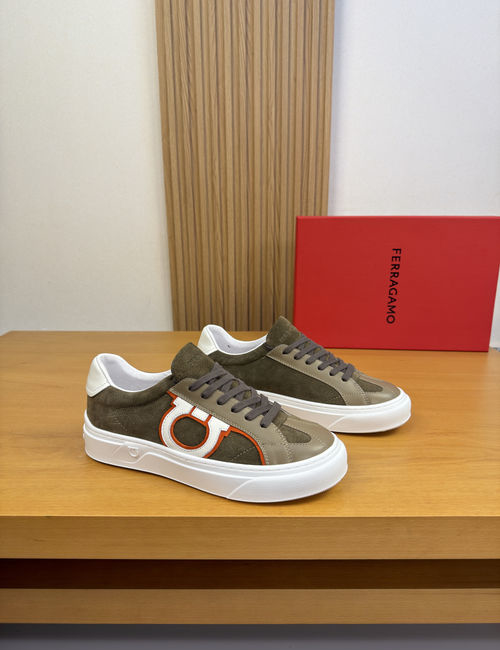 Ferragamo Casual Leather Sneakers With Logo