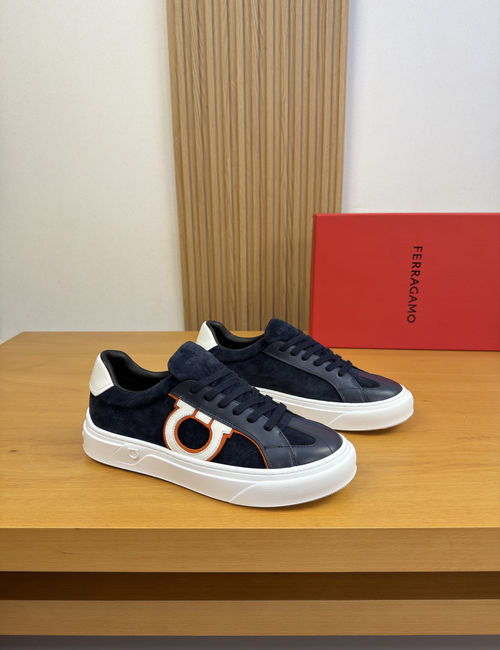 Ferragamo Casual Leather Sneakers With Logo