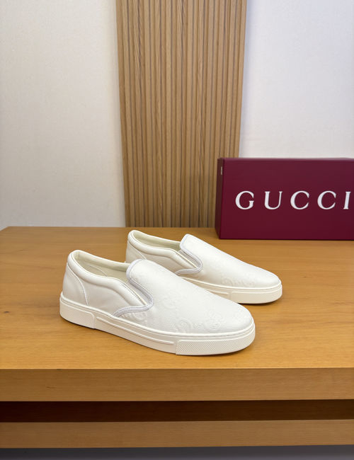 Gucci Casual Skate Shoes Nappa Leather Upper Sheepskin Lining TPR Rubber Sole