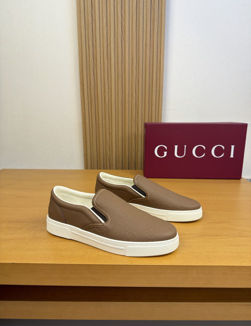 Gucci Casual Skate Shoes Nappa Leather Upper Sheepskin Lining TPR Rubber Sole