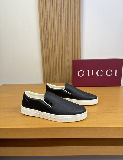 Gucci Casual Skate Shoes Nappa Leather Upper Sheepskin Lining TPR Rubber Sole
