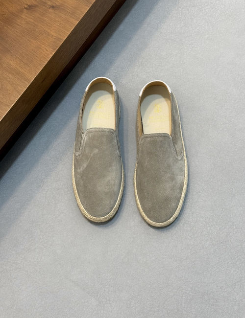 Brunello Cucinelli BC Suede Leather Loafer Shoes With Rubber Sole