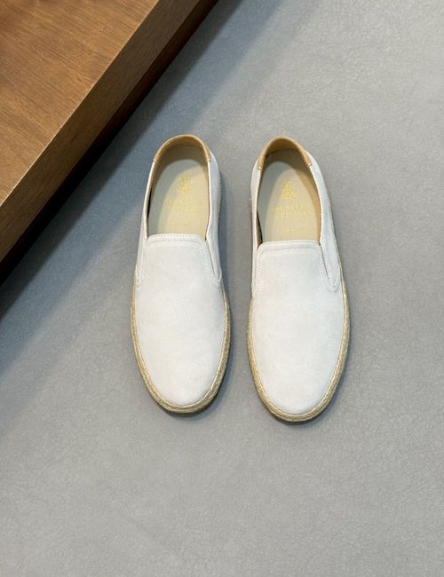 Brunello Cucinelli BC Suede Leather Loafer Shoes With Rubber Sole