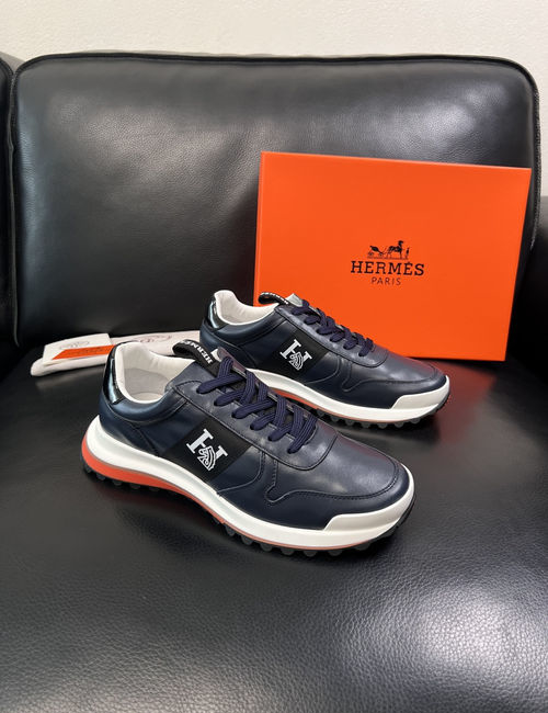 Hermes Top Grade Craft Leather Casual Sneakers