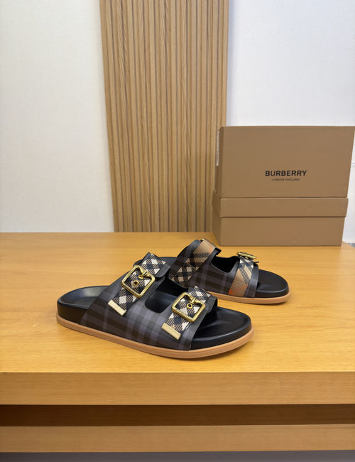 Burberry PVC Slides Metal Buckle TPR Rubber Sole