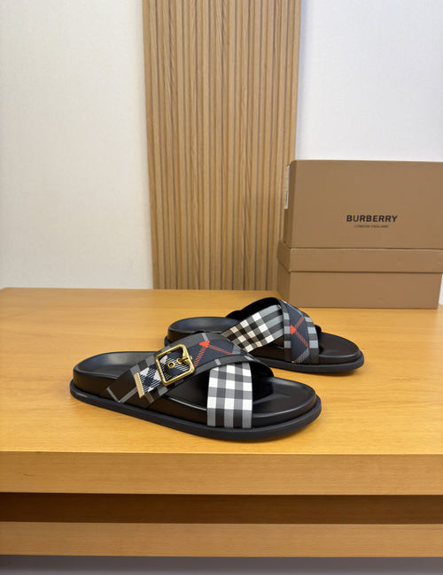 Burberry PVC Slides Metal Buckle TPR Rubber Sole