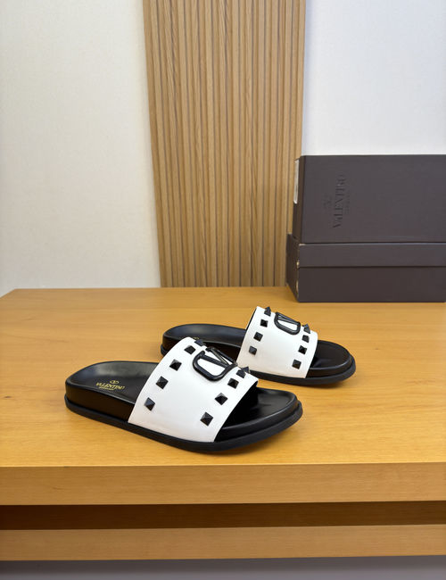 Valentino Leather Rivet Casual Slides