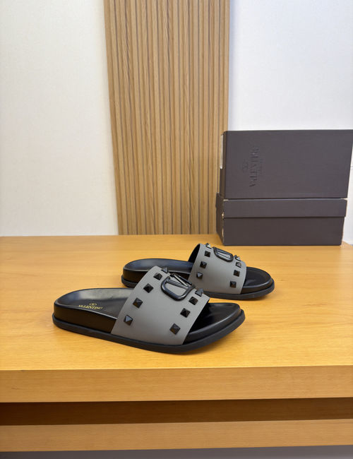 Valentino Leather Rivet Casual Slides