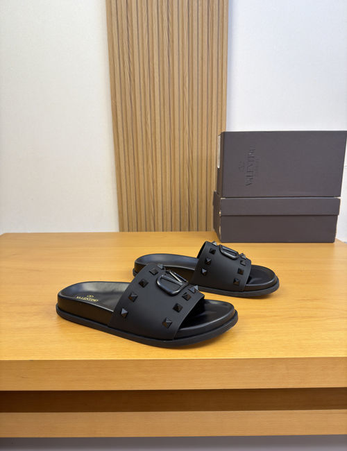 Valentino Leather Rivet Casual Slides