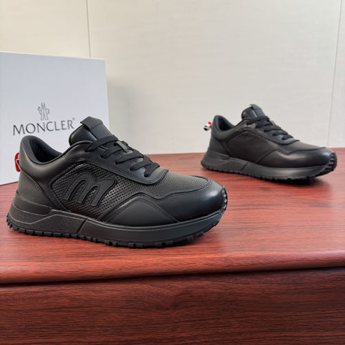 Moncler Trailgrip Leather Sneakers Black