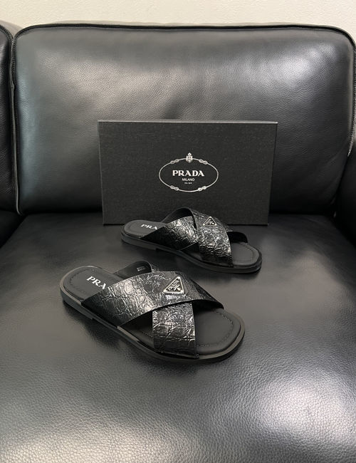 Prada Slides Premium Cowhide Upper Soft Insole Comfortable