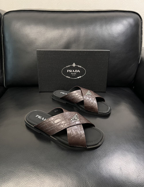 Prada Slides Premium Cowhide Upper Soft Insole Comfortable