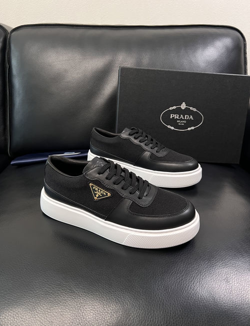 Prada Cowhide And Fabric Casual Sneakers