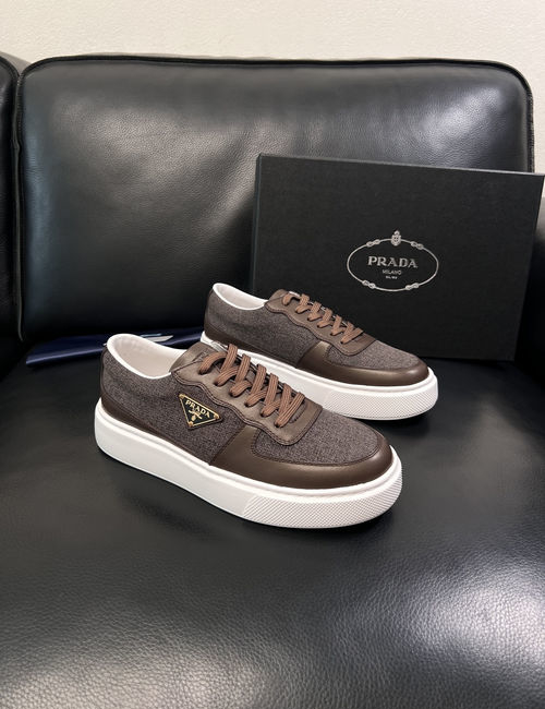 Prada Cowhide And Fabric Casual Sneakers