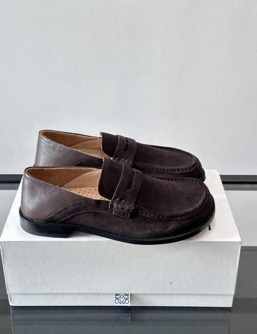 Loewe Calfskin Moccasin Loafer Shoes