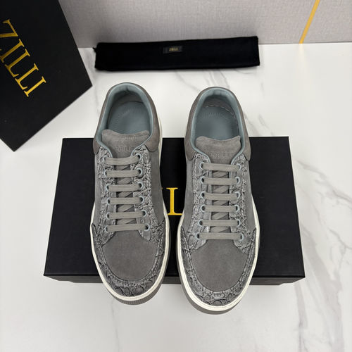 Zilli Croc-Embossed Color-block Skate Shoes