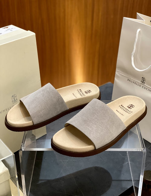 Brunello Cucinelli BC Minimalist Leather Slides With Soft Insole