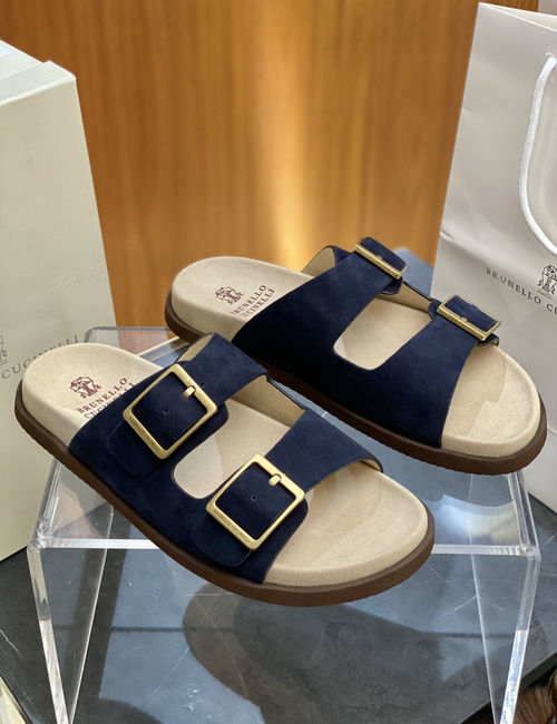 Brunello Cucinelli BC Minimalist Leather Slides With Soft Insole