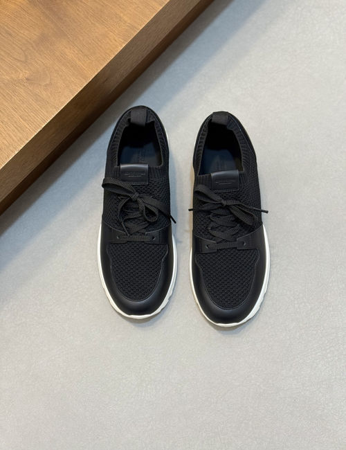 Armani Knit And Leather Slip-on Sneakers