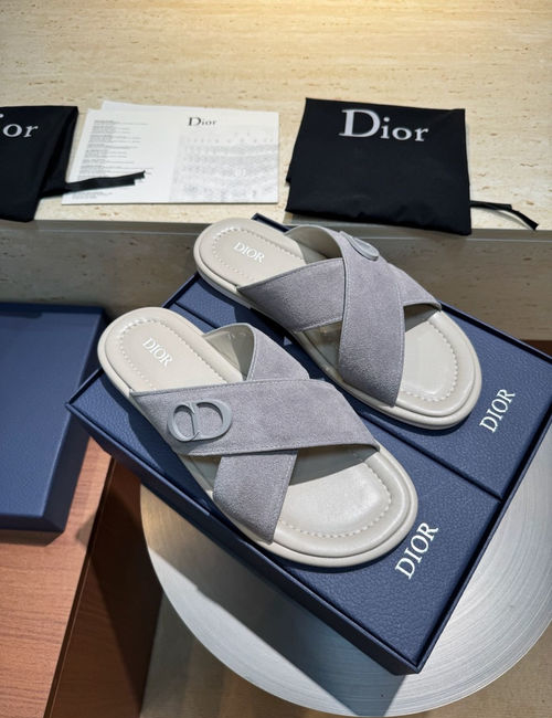 Christian Dior CD Alias Cross Strap Leather Sandals With CD Logo
