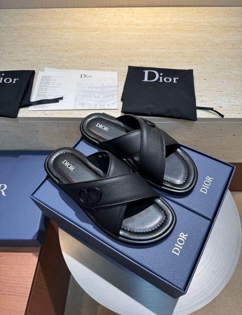 Christian Dior CD Alias Cross Strap Leather Sandals With CD Logo