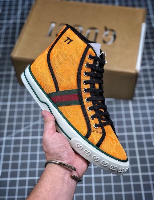 Gucci Tennis 1977 Print High-Top Sneakers With Breathable Cotton Upper