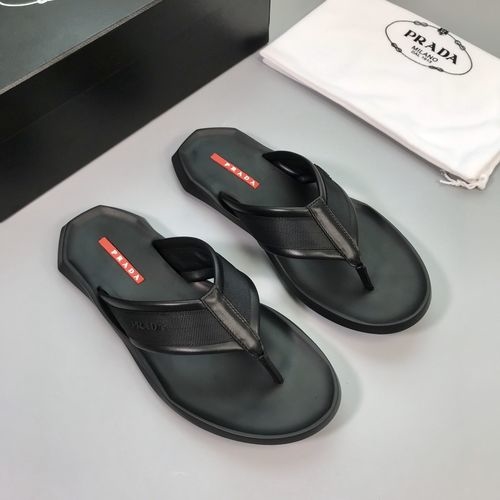 Prada Leather Webbing Flip Flops
