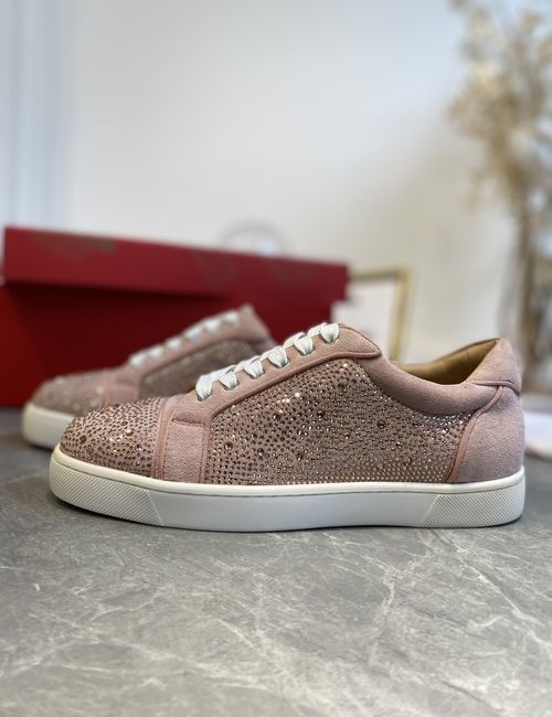 Christian Louboutin Low-top Rhinestone Pink Champagne Shoes