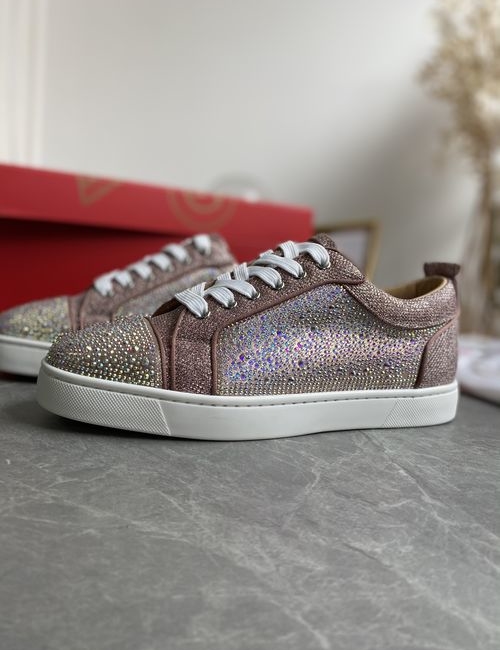 Christian Louboutin Low-top Rhinestone Pink Glitter AB Shoes
