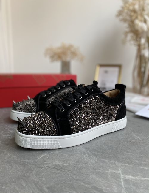 Christian Louboutin Low-top Full-diamond Studded Black Shoes