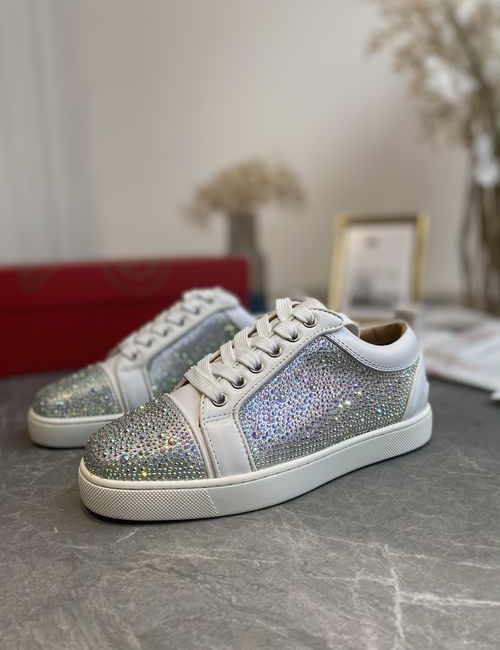 Christian Louboutin Low Top Full Diamond White AB Shoes