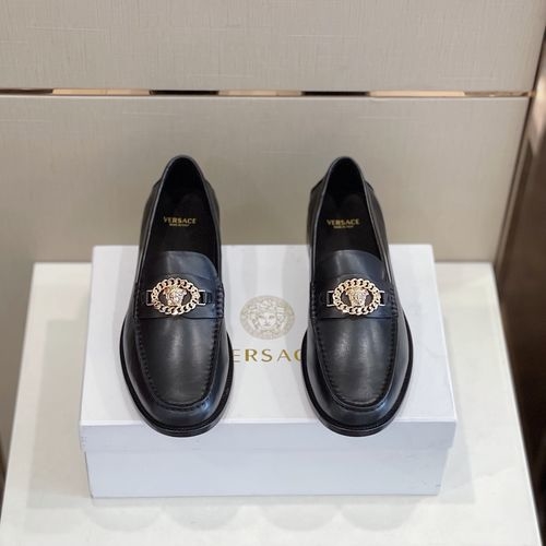 Versace Top Grain Cowhide Loafers Cowhide Lining Leather Outsole