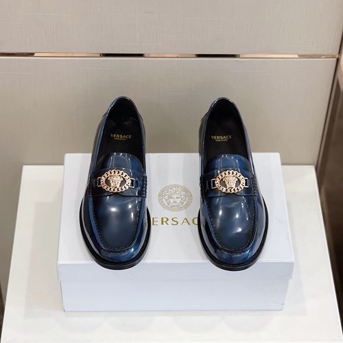 Versace Top Grain Cowhide Loafers Cowhide Lining Leather Outsole