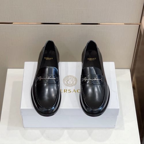 Versace Top Grain Cowhide Loafers Cowhide Lining Leather Outsole