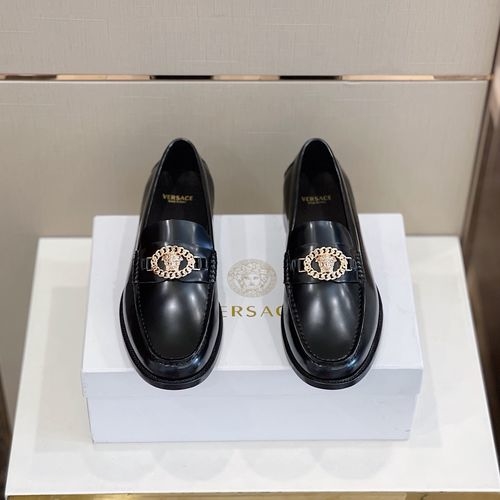 Versace Top Grain Cowhide Loafers Cowhide Lining Leather Outsole