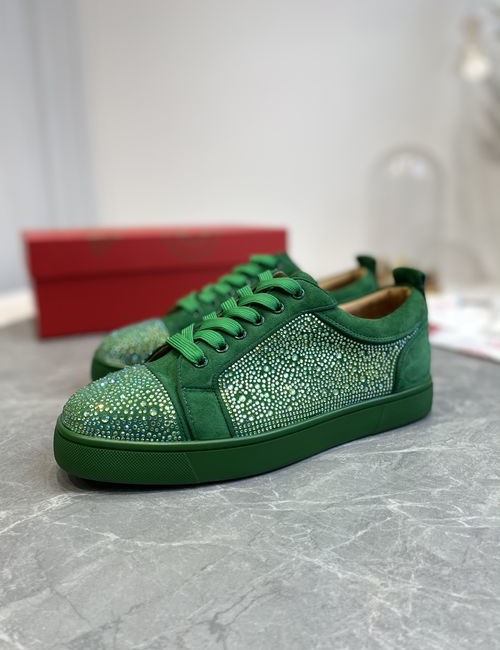 Christian Louboutin Low-top Full Green Diamond Red Sole Shoes