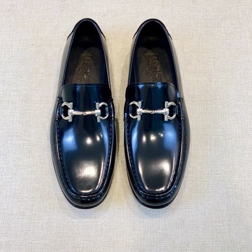Ferragamo Leather Loafers With Classic Buckle