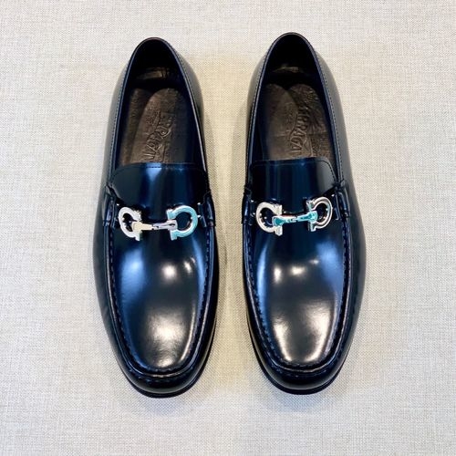 Ferragamo Leather Loafers With Classic Buckle