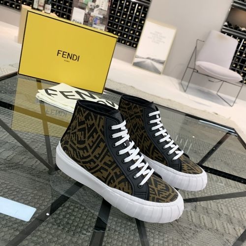 Fendi Domino High-top Canvas Sneakers FF Pattern