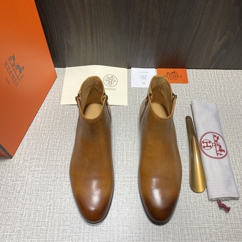 Hermes Zippered Chelsea Boots With Rubber Sole