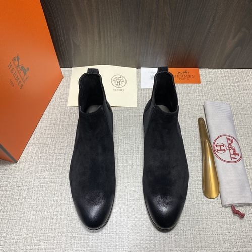 Hermes Leather Chelsea Boots With Leather Sole