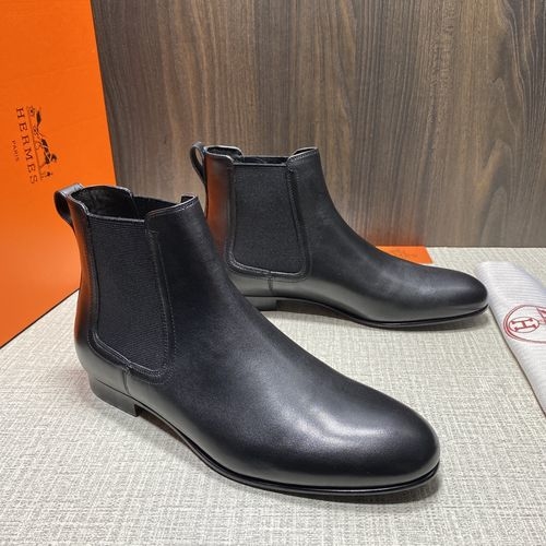 Hermes Leather Chelsea Boots With Leather Sole