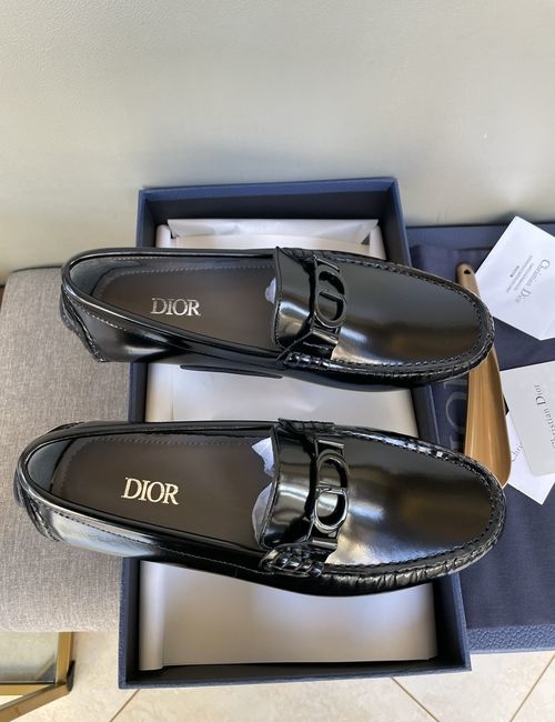 Christian Dior CD Leather Slip-on Driving Loafers