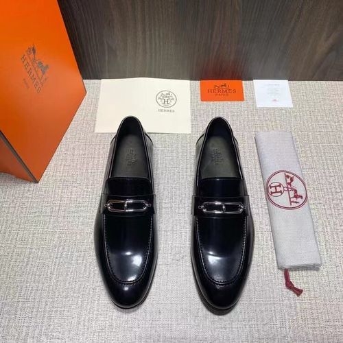 Hermes Roulis Buckle Leather Loafers