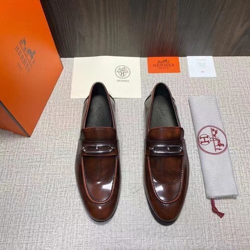 Hermes Roulis Buckle Leather Loafers
