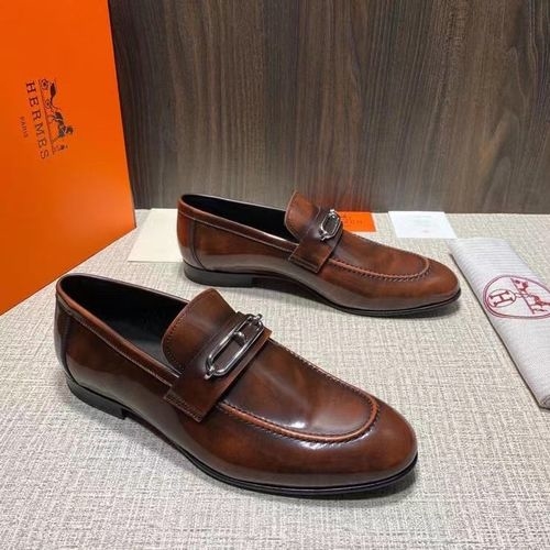Hermes Roulis Buckle Leather Loafers