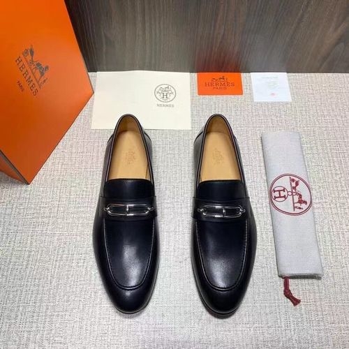 Hermes Roulis Buckle Leather Loafers