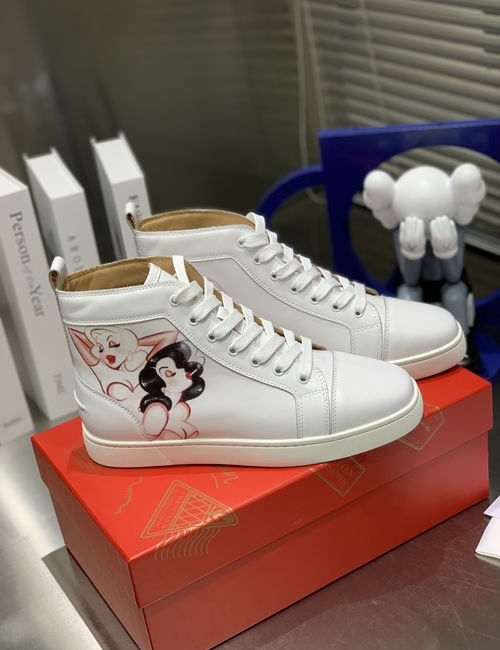 Christian Louboutin High-top Printed Canvas Shoes