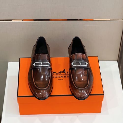 Hermes Loafer Leather Upper Leather Sole