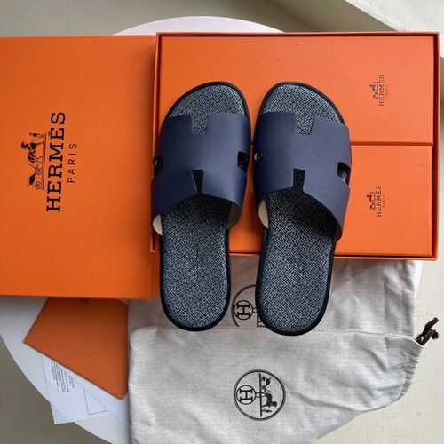 Hermes H Slippers Sheepskin Leather Sole Comfortable
